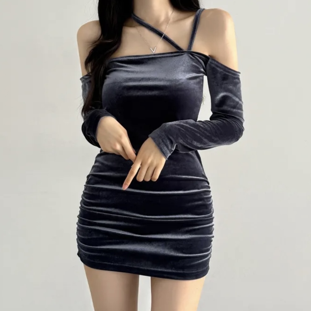 V-Line Velvet One Piece
