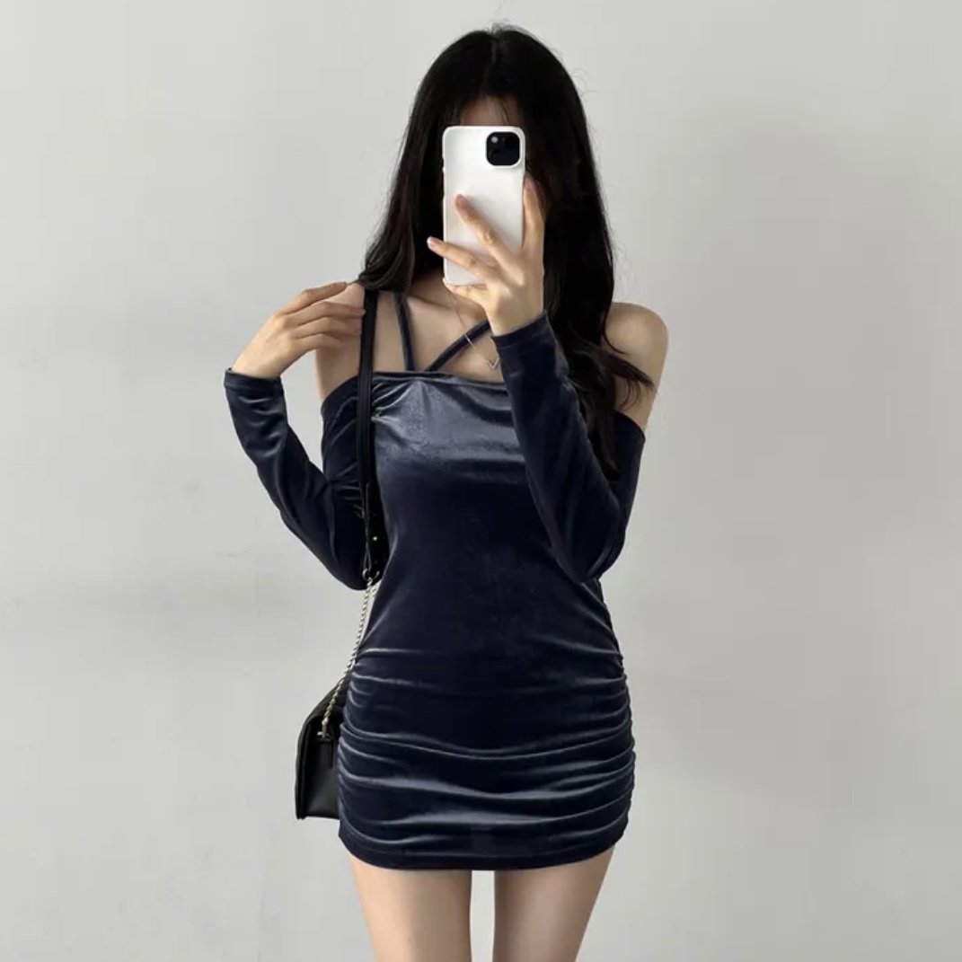 V-Line Velvet One Piece