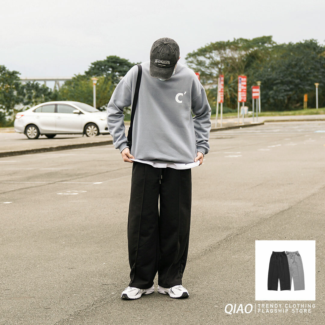 Pants 立體車線 直筒寬褲