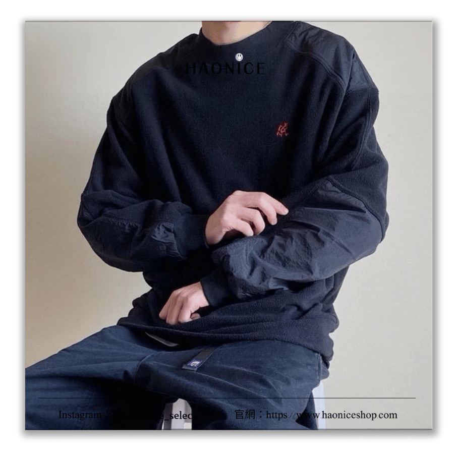 【HAO NICE】小野人 GRAMICCI🔥秋冬新款 拼接風工裝長袖 大學T 搖粒絨超保暖