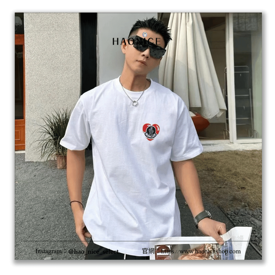 【HAO NICE】法式浪漫💕MONCLER🍁愛心刺繡logo 短袖 短T