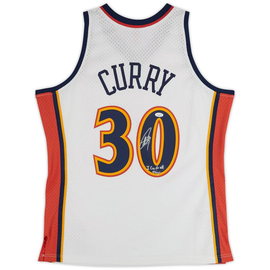 Stephen Curry Golden State Warriors Autographed White Mitchell & Ness 2009-10 HWC Swingman Jersey with "I can do all things..." Inscription - JSA