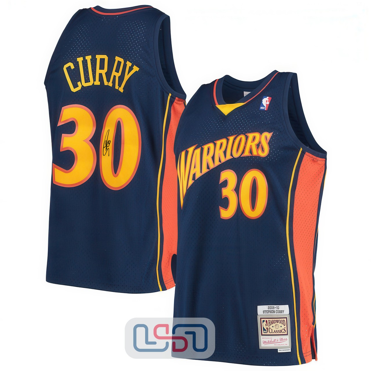 Stephen Curry Warriors Signed M&N Hardwood Classic Navy Swingman Jersey (PRESALE)