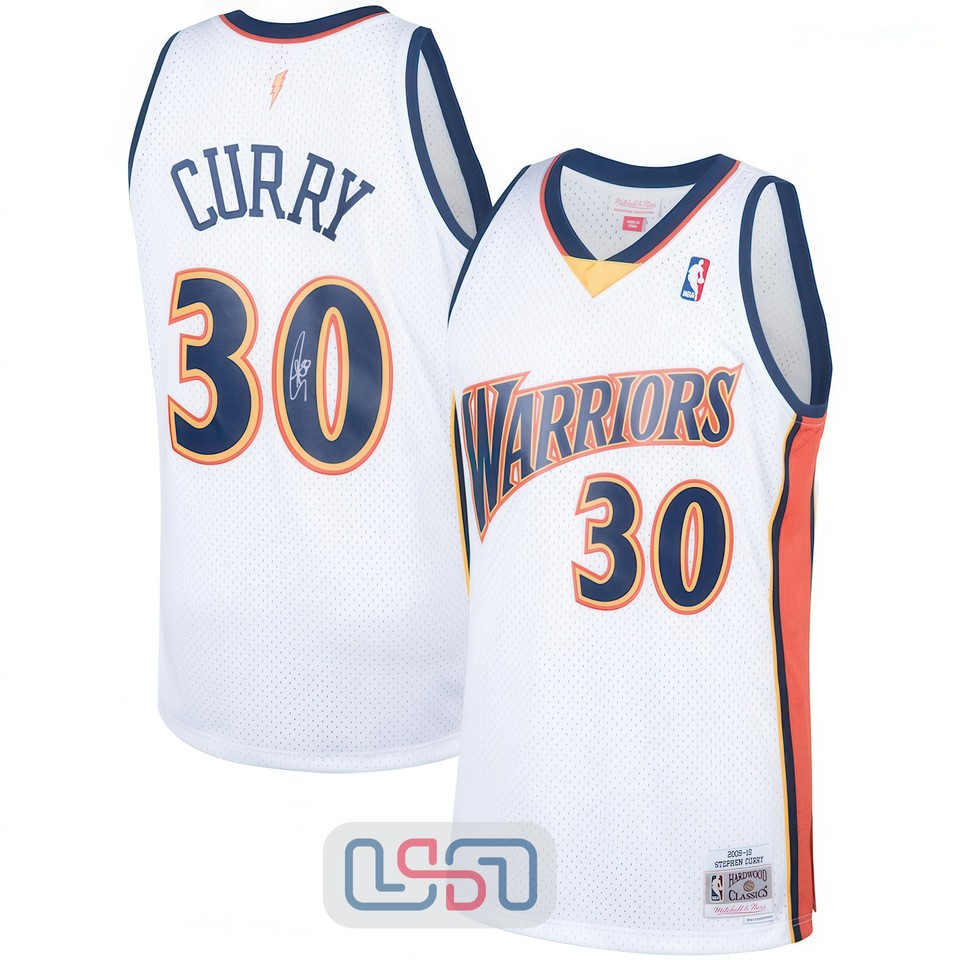 Stephen Curry Warriors Signed M&N White Hardwood Classic Swingman Jersey (PRESALE)