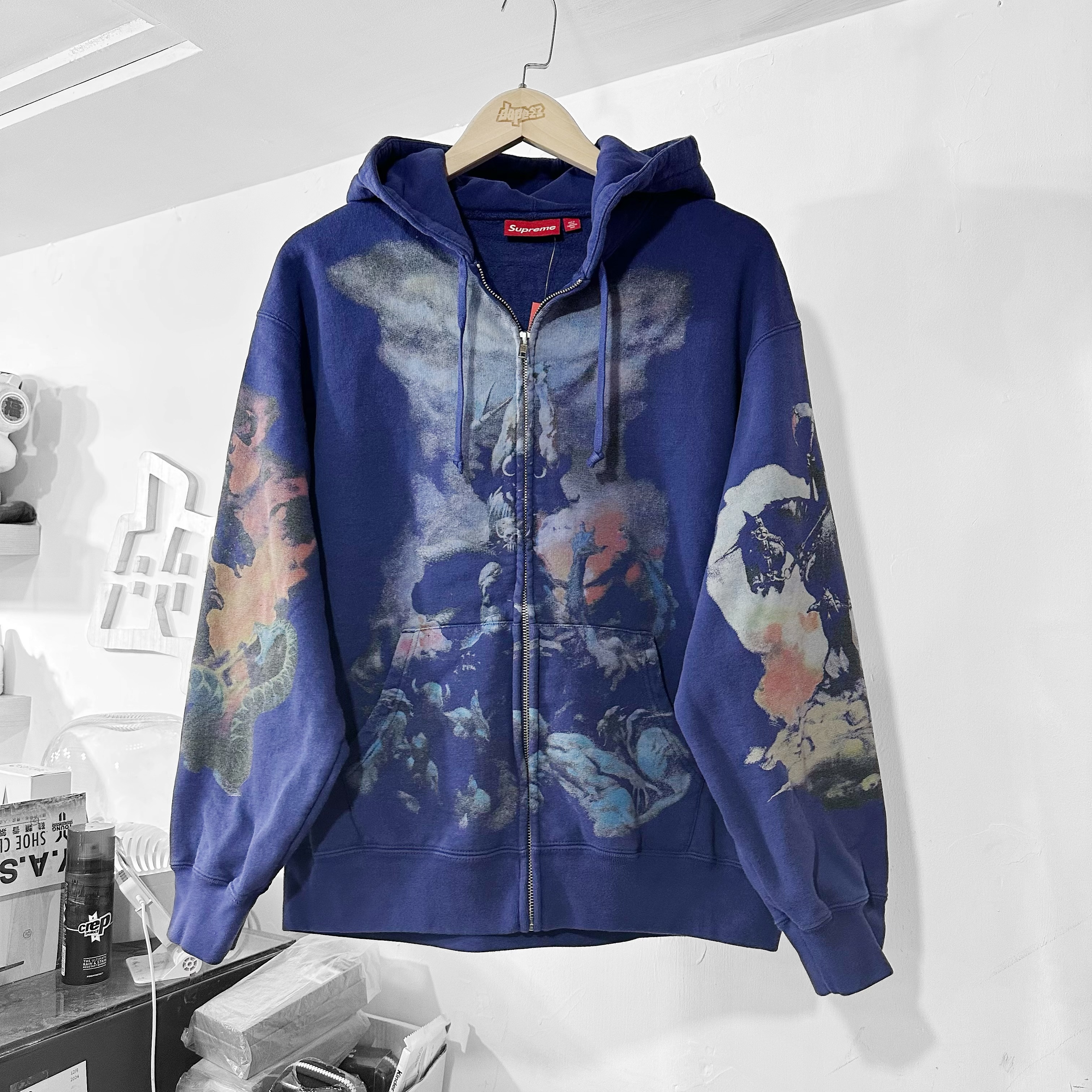 Supreme/Frank Frazetta Zip Up Hooded Sweatshirt  Washed Navy