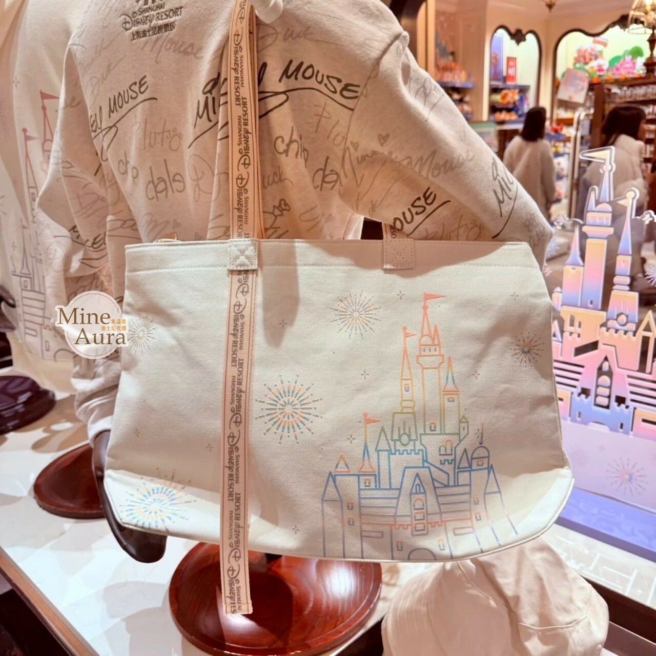 夢幻徽標系列 城堡 煙火圖案 帆布包 單肩包 托特包 -上海迪士尼樂園