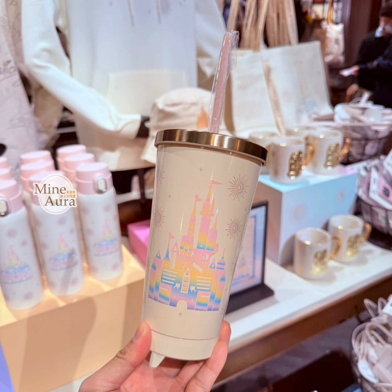 夢幻徽標系列 標誌LOGO 城堡 煙火 圖案 吸管 水杯 飲料杯 -上海迪士尼樂園