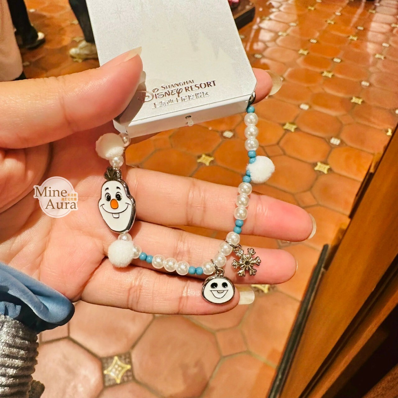 雪寶 Olaf 大頭 綴飾 毛球造型耳環 手鍊 手環 首飾 冰雪奇緣 Frozen -上海迪士尼樂園