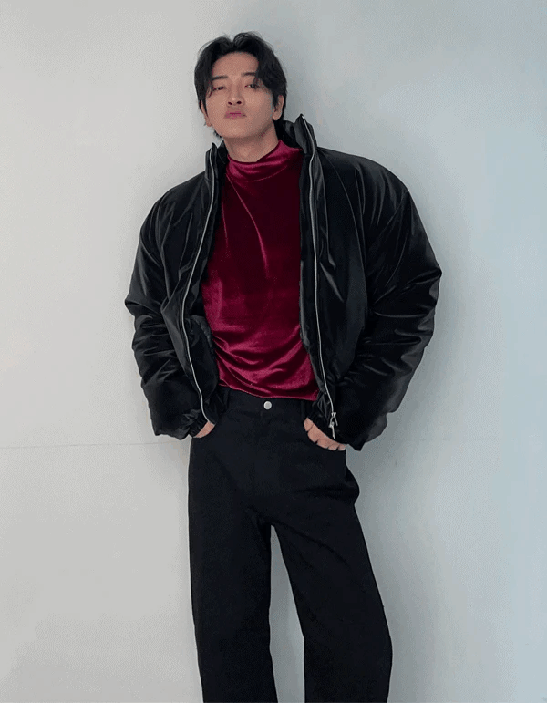 高光短版絲絨棉服夾克外套