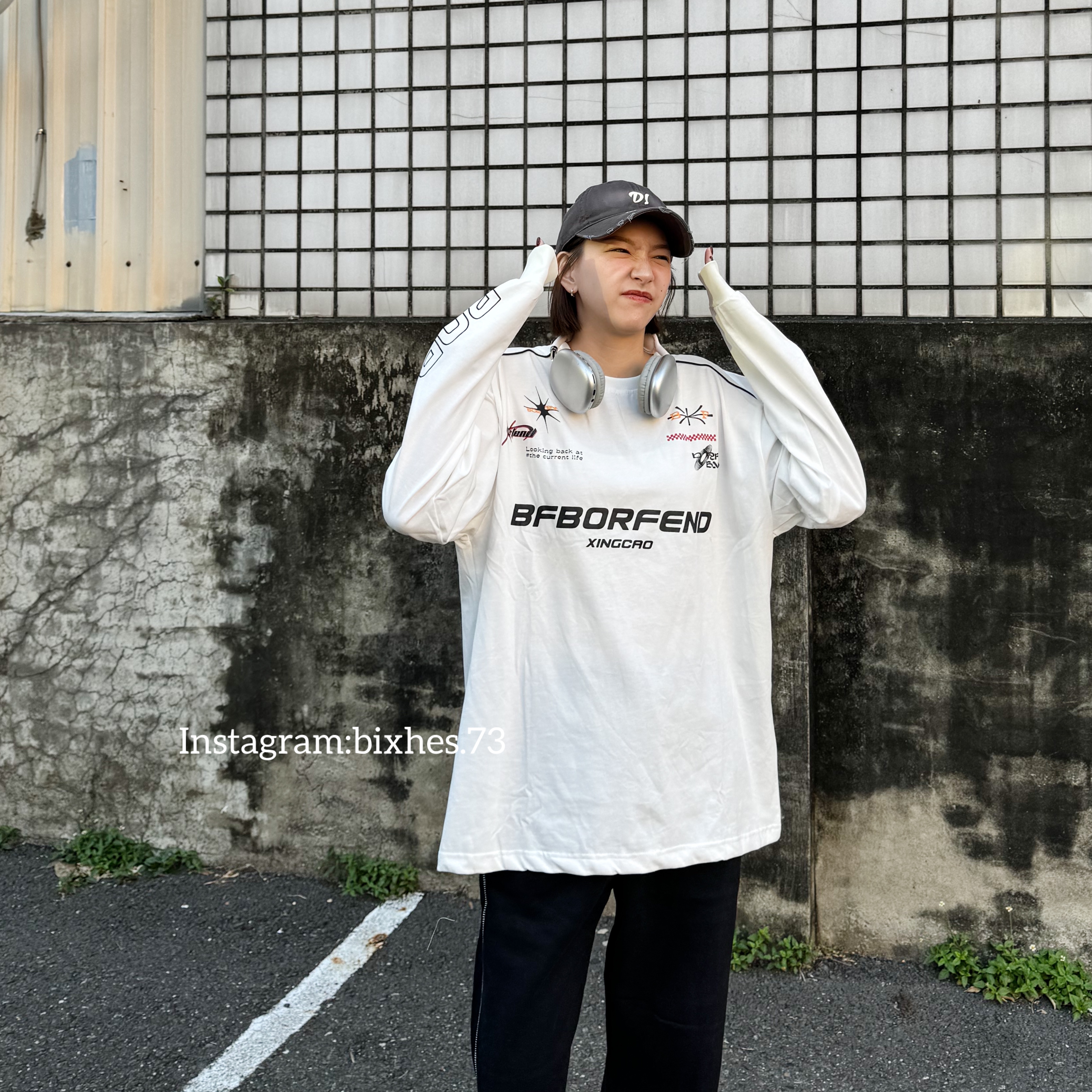 賽車袖字薄長T(B00053)