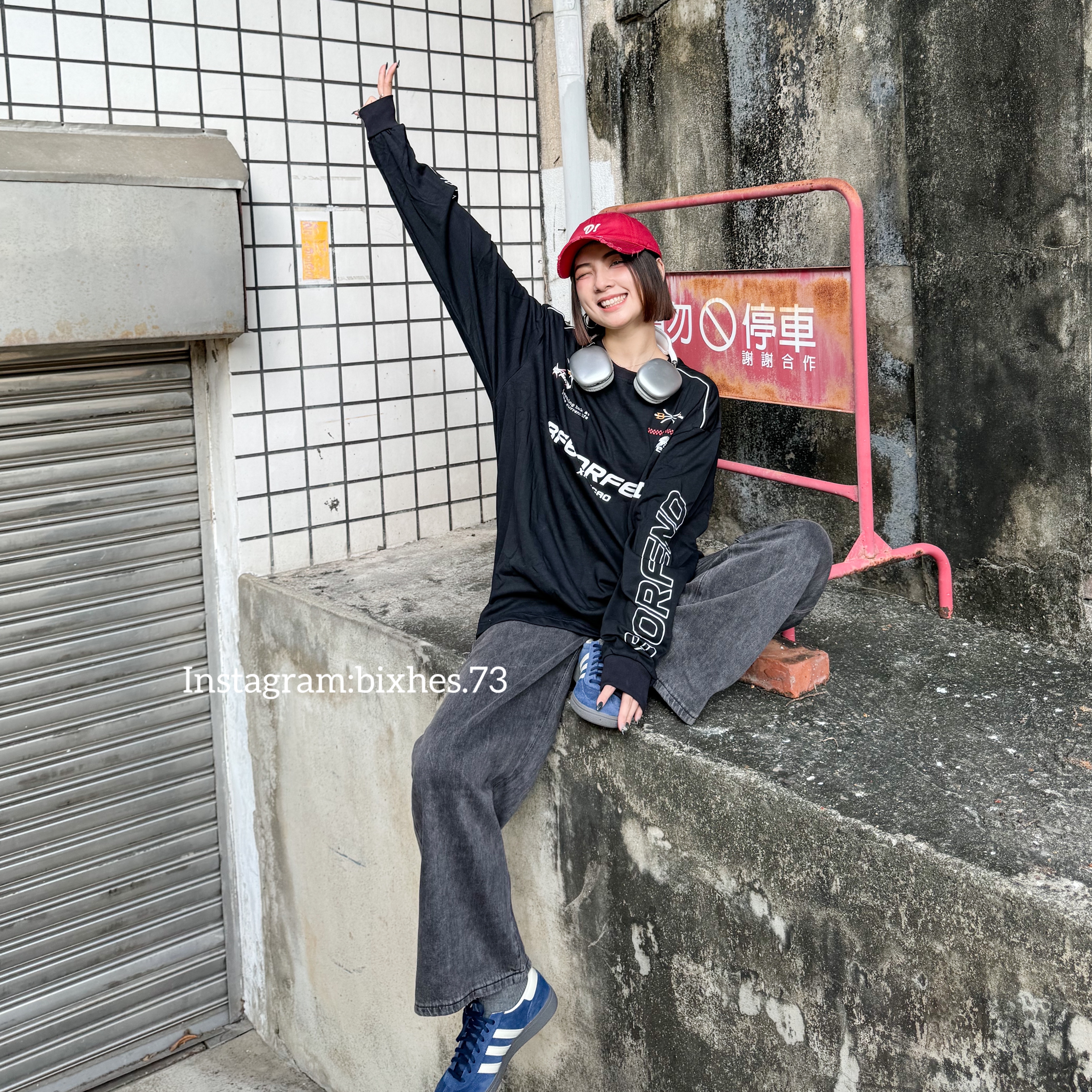 賽車袖字薄長T(B00053)