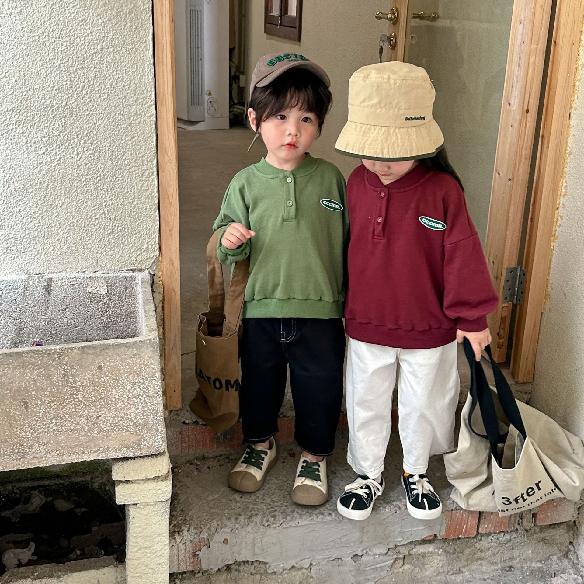 兩色簡單大方錐形褲