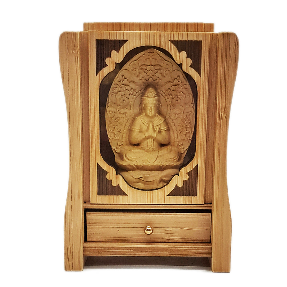 大勢至菩薩 竹製佛龕 小佛堂 11 公分【十方】153988