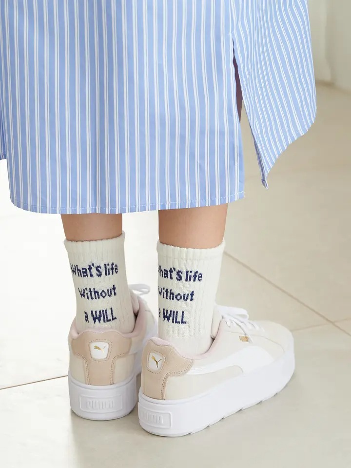 預購┃日本製 靴下屋 訊息 logo 長襪