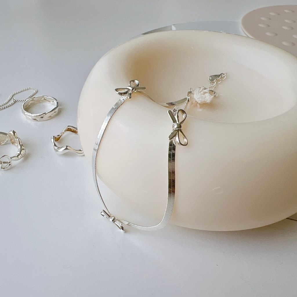 蝴蝶結腳鍊｜純銀腳鍊