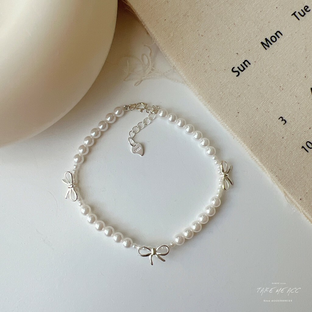 施家珍珠蝴蝶結｜純銀手鍊