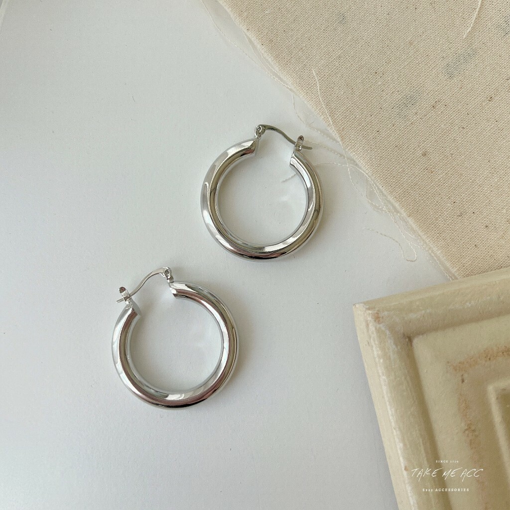 可以後扣的圈圈｜純銀針耳環