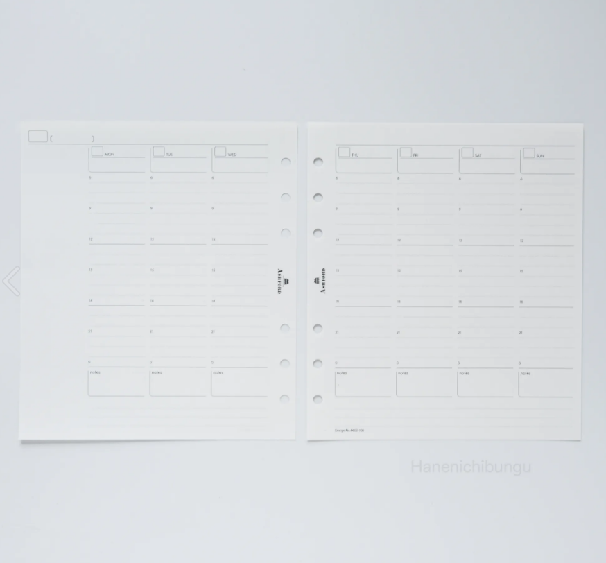 HBWA5 一週兩頁 直式時間軸 無日期｜ASHFORD 日本