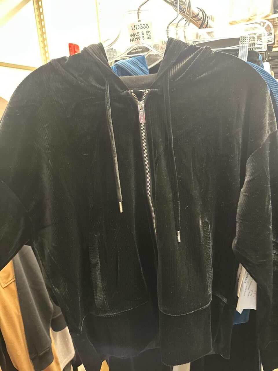 [U] DKNY PLATINUM VELOUR FULL ZIP HOODIE,BLACK, DP4J9298-BLK [FINAL SALE] (UD336)