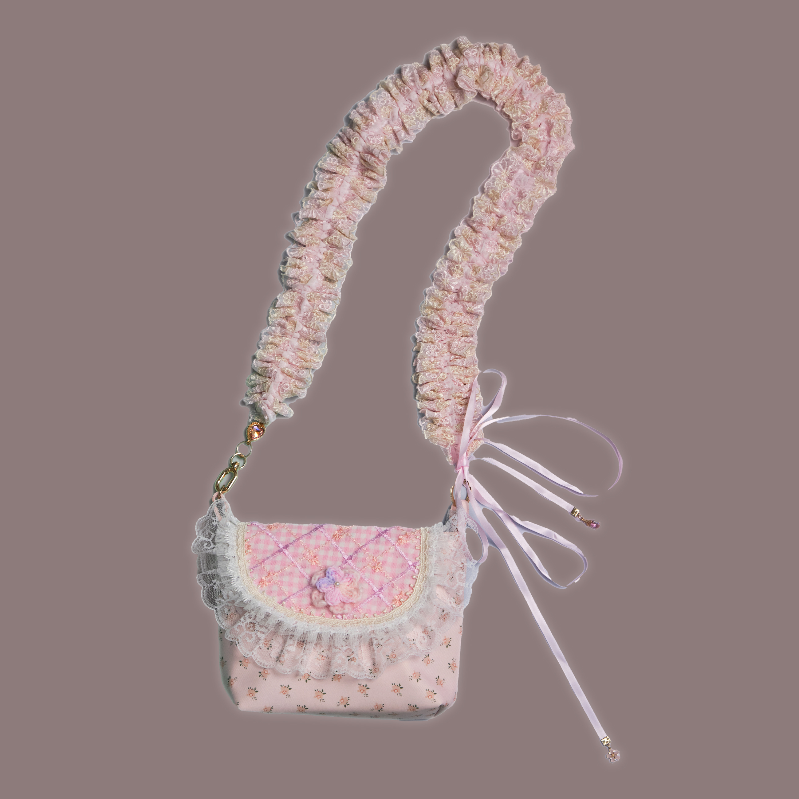 Strawberry Jam Pink Ruffle Handmade Pouch