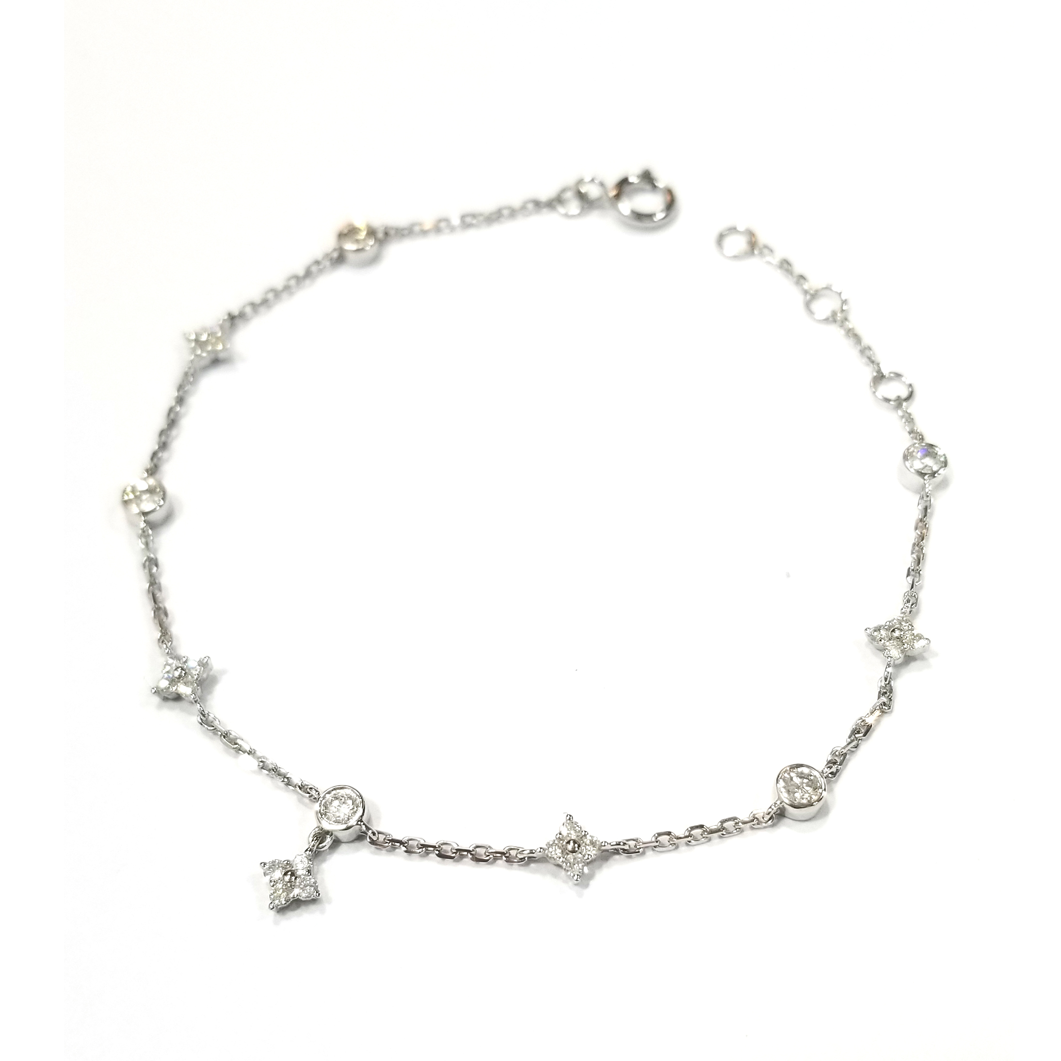 18K白金天然鑽石手鏈