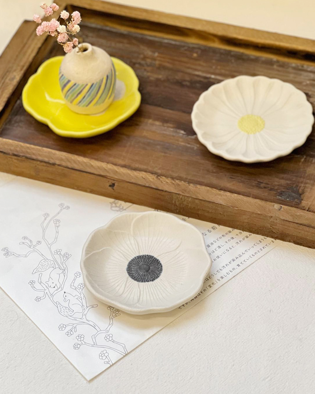 Small Flower Sauce plate（3 styles）｜Mashiko ware