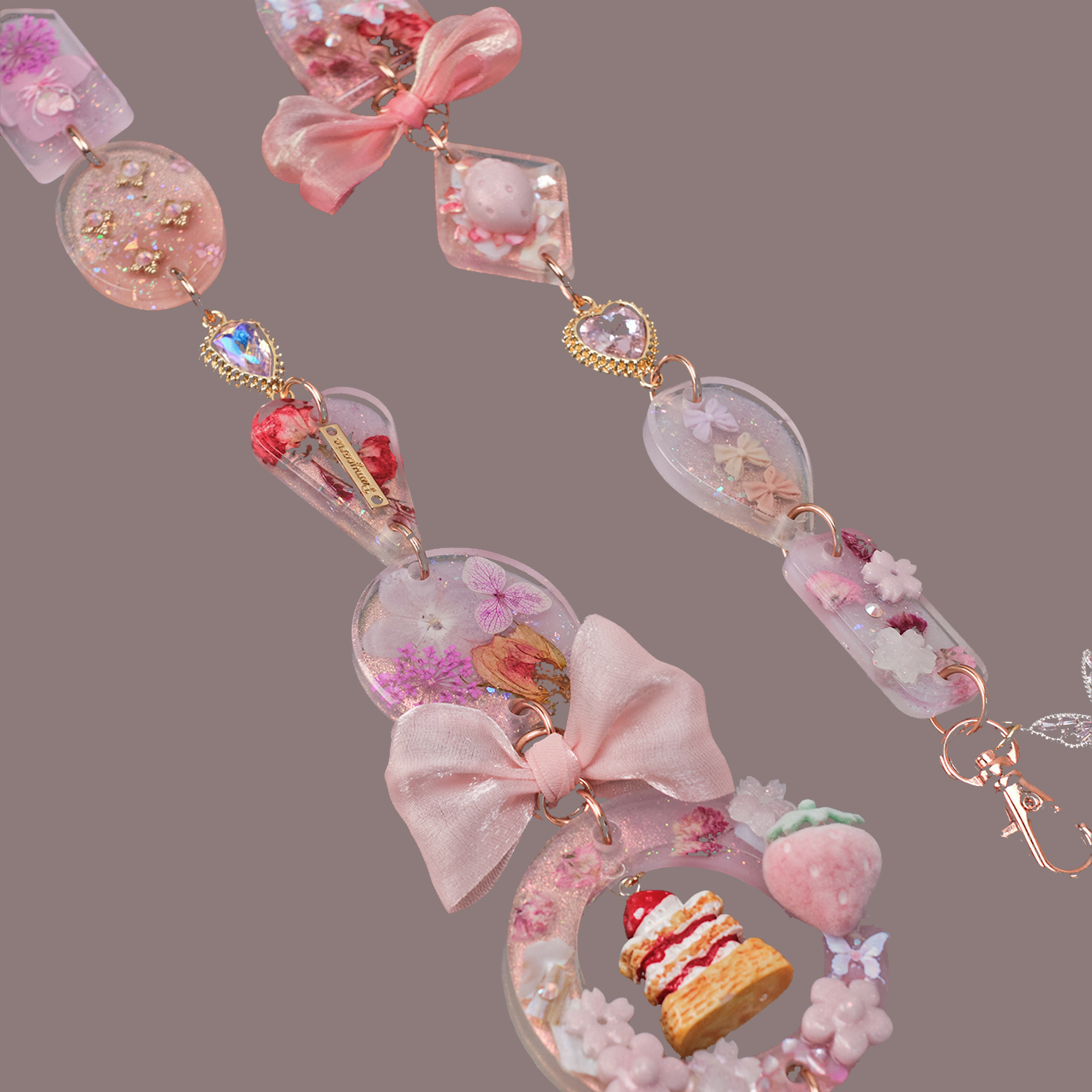 Blushing Berry Parfait Resin Oshibana Phone Strap
