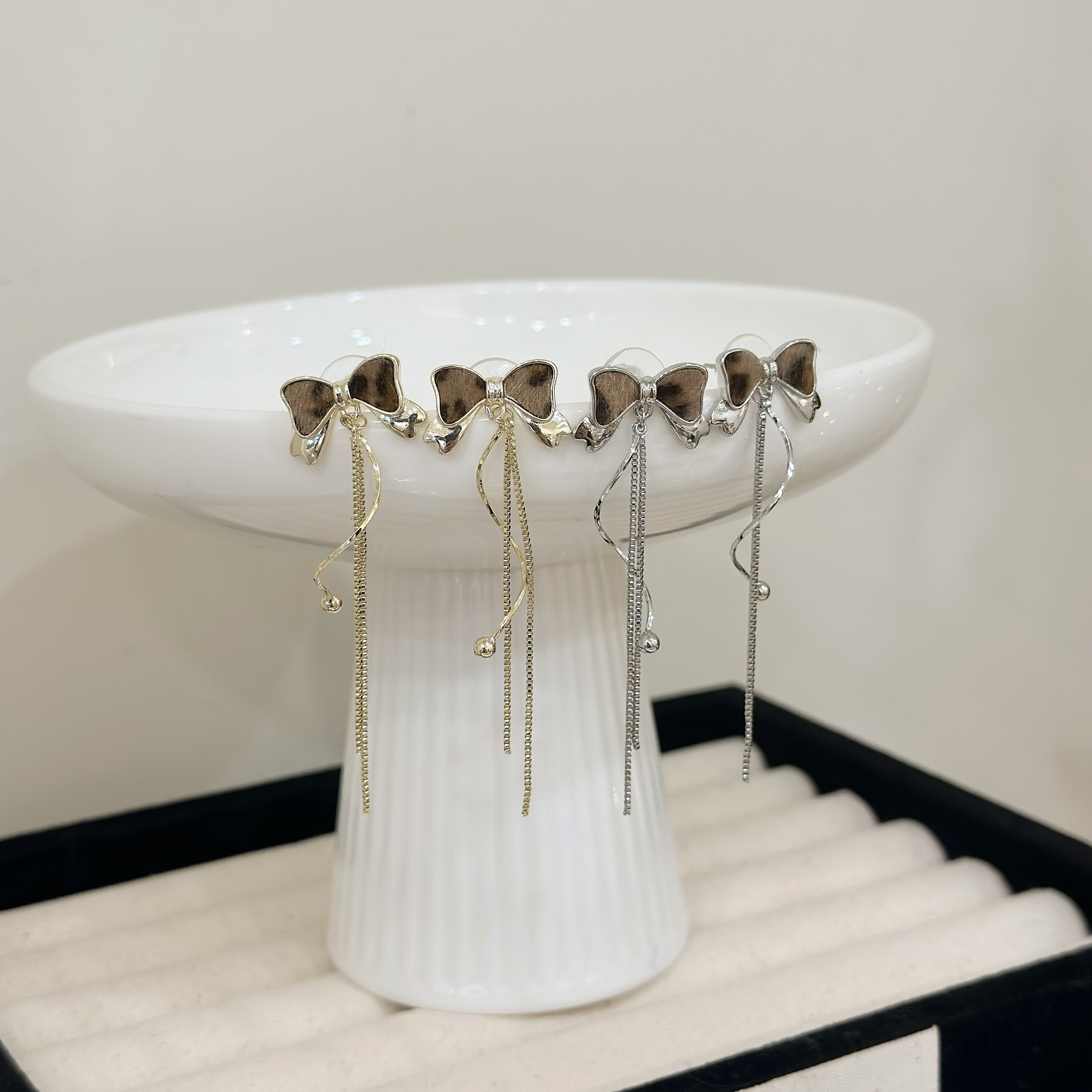 L37豹紋蝴蝶結波浪垂吊