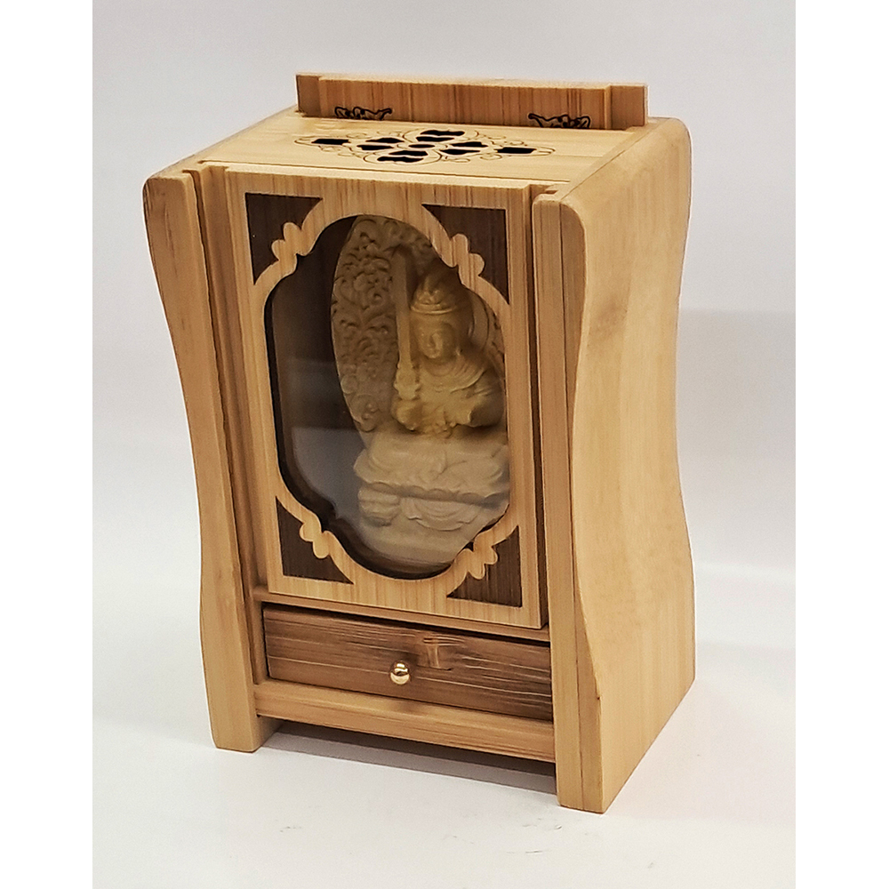 文殊菩薩 竹製佛龕 小佛堂 11 公分【十方】153990