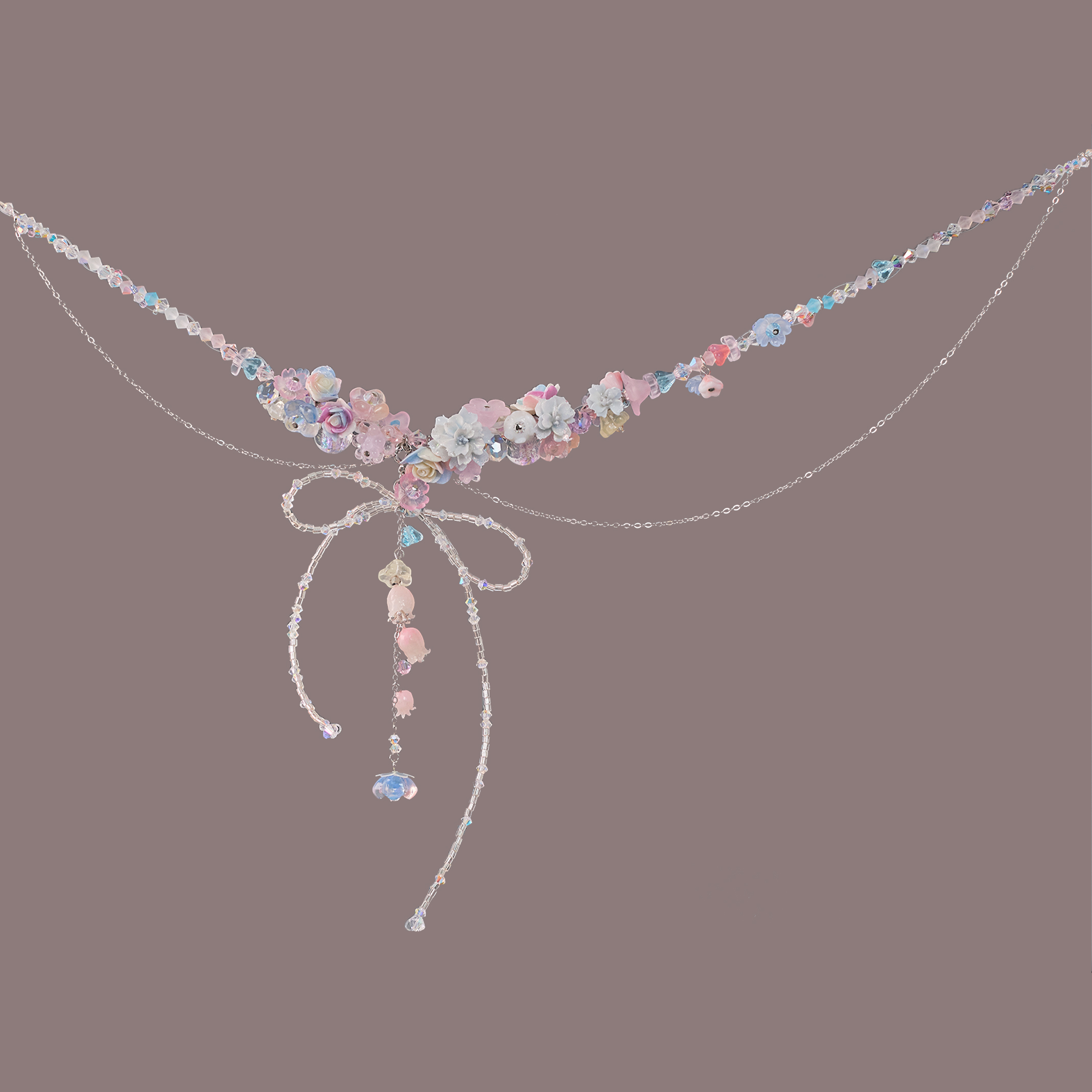 Swallowwort & Lily of the Valley Candy Jar Bead Collar Necklace