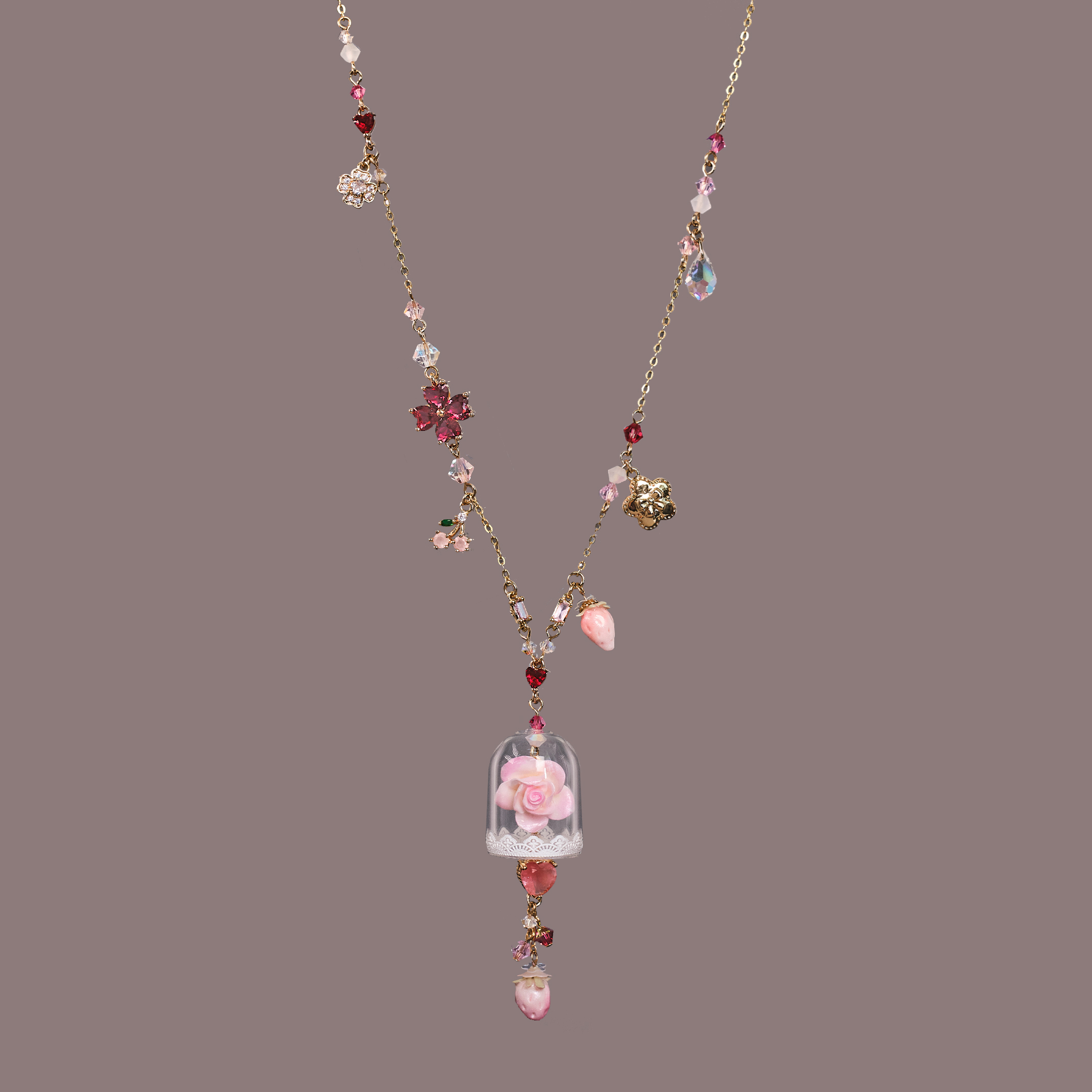 Winter Chime Rose S925 Long Necklace