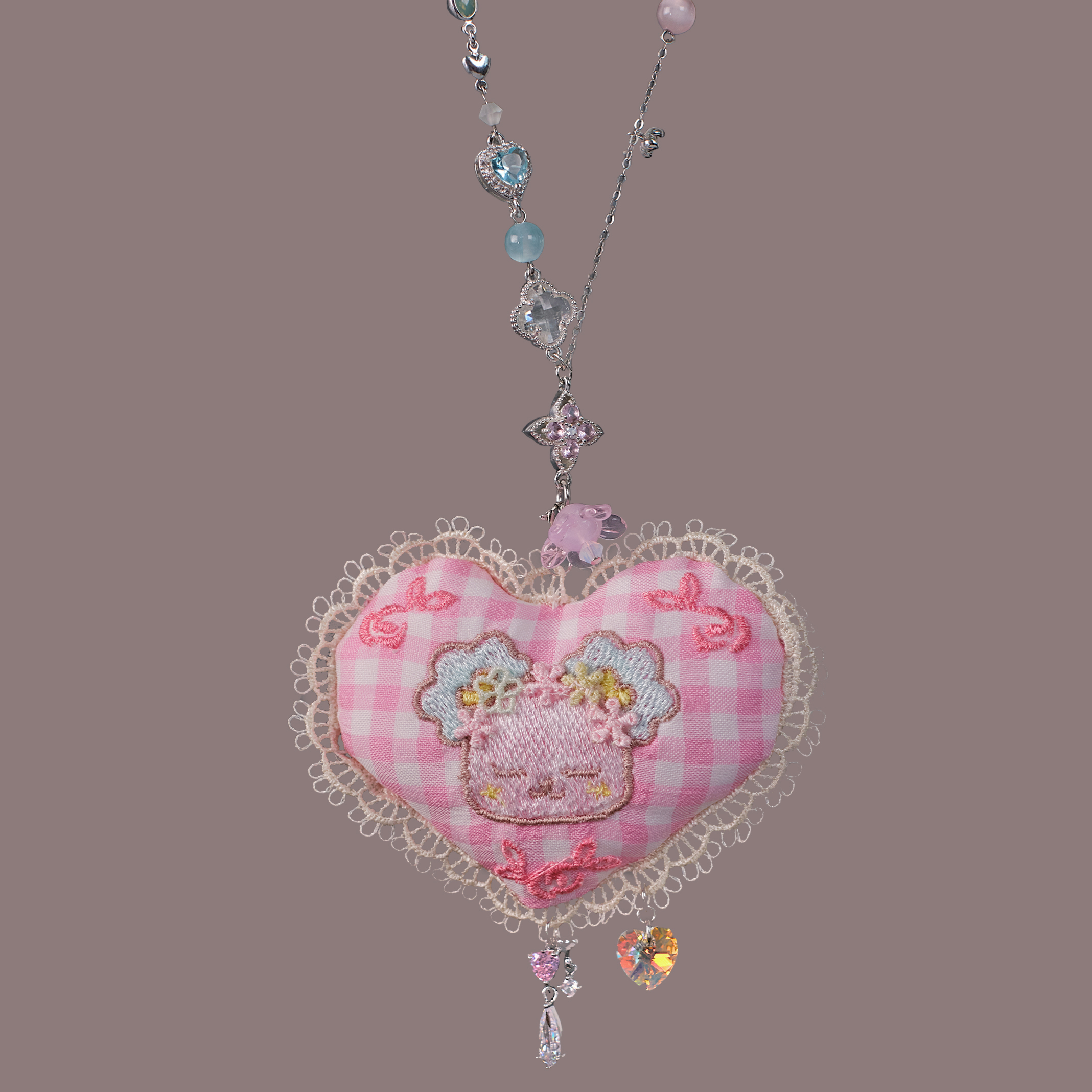 Mochi Mochi Sora Bear Embroidered Pillow Long Necklace