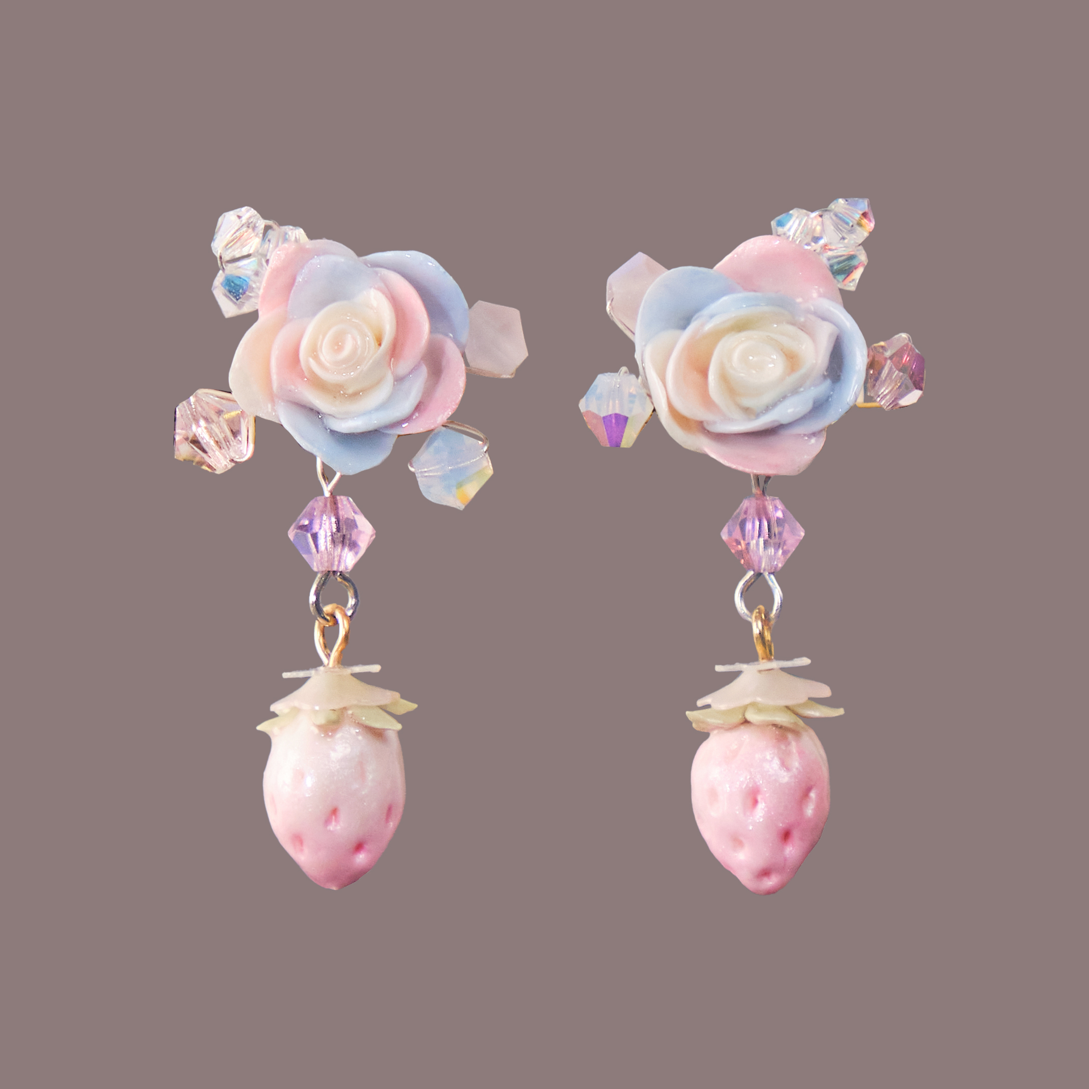 Snow Kisses Rose 2 Ways Earrings
