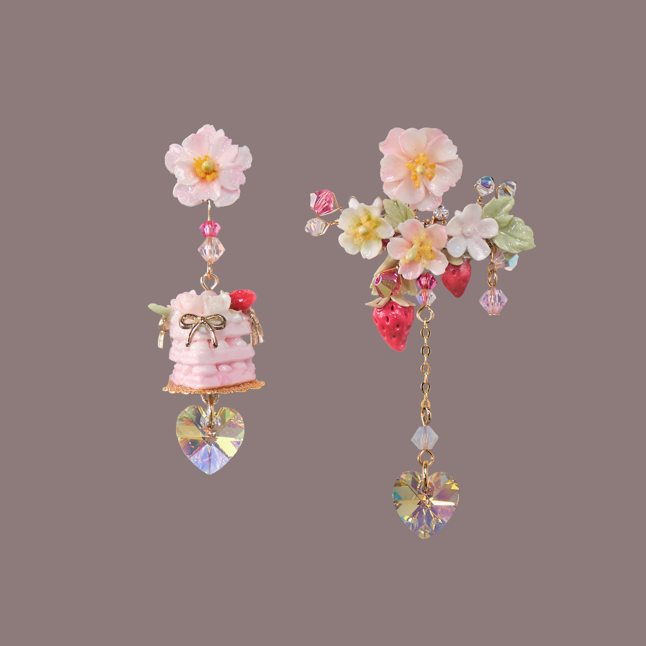 Strawberry Milk Mousse Cake 4-in-1 Earrings