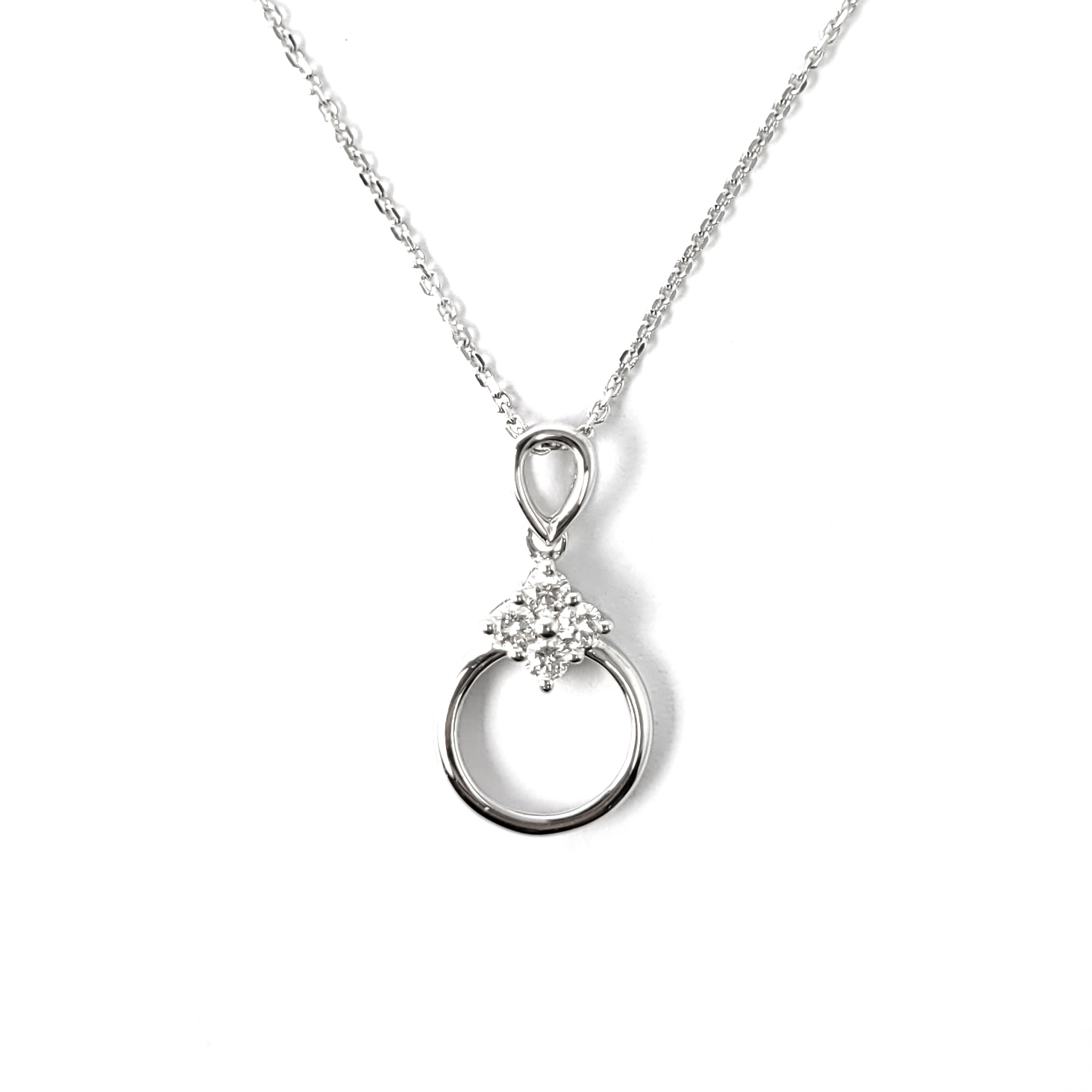 18K白金天然鑽石吊墜