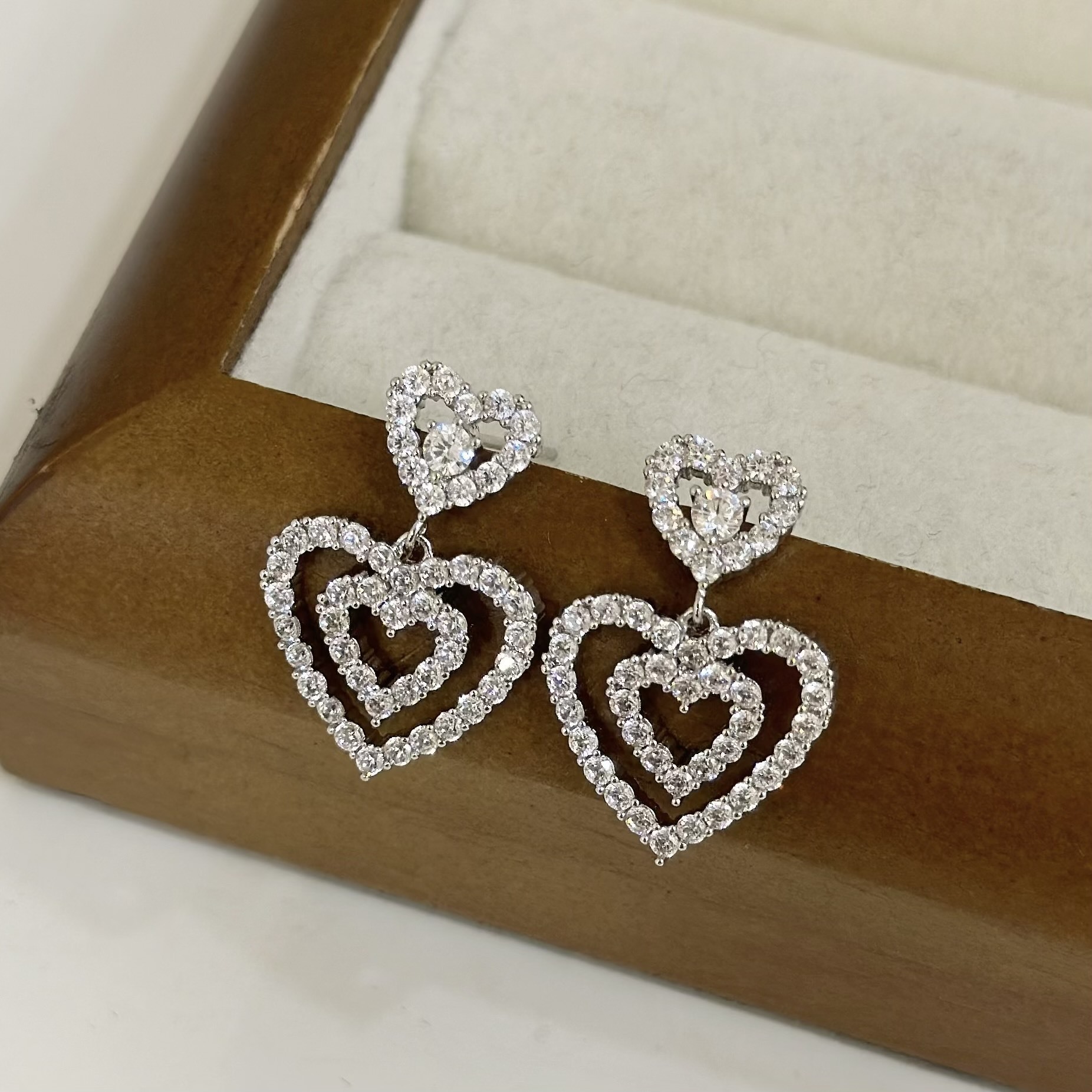 541滿鑽雙層鏤空愛心垂吊