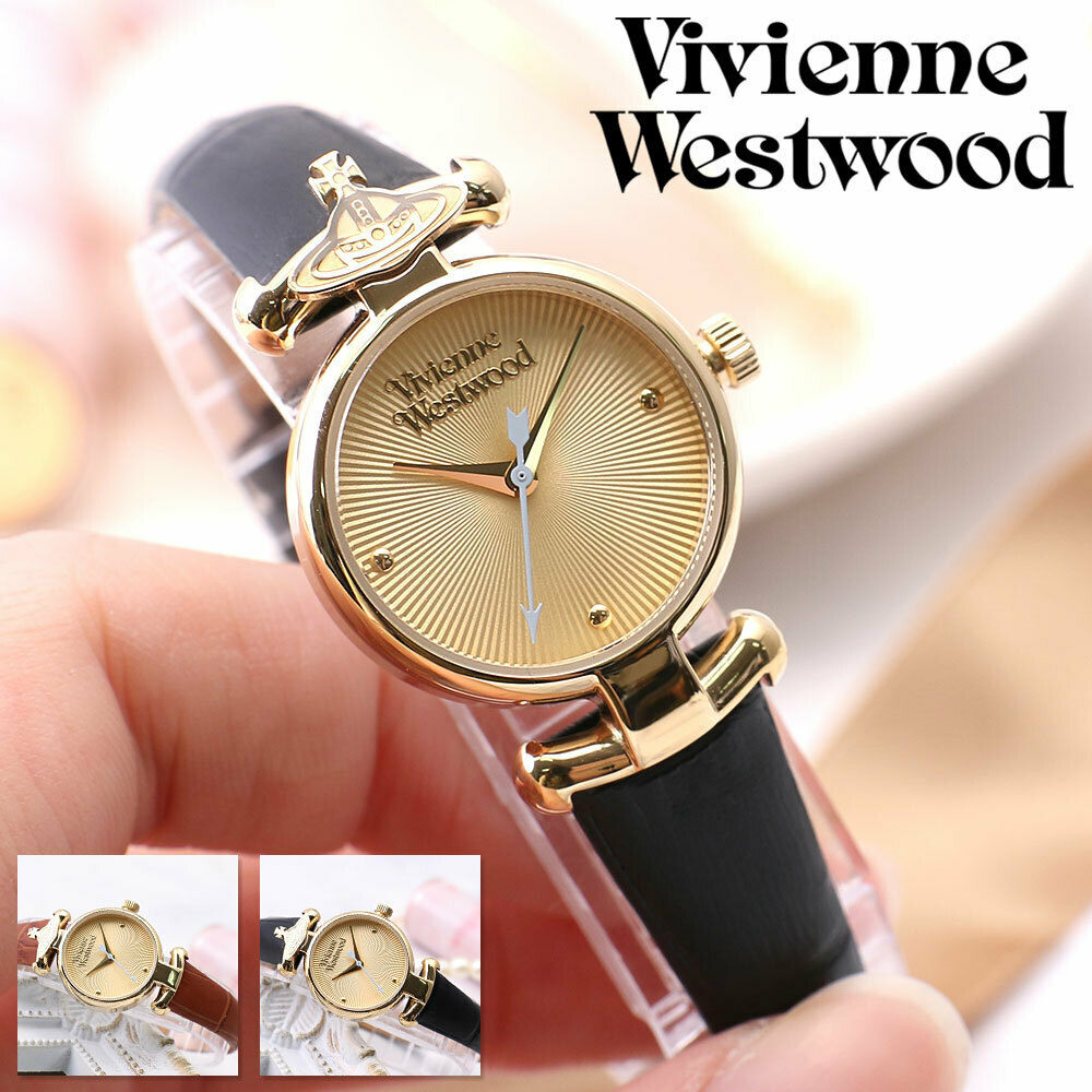 VV090GDBK 西太后 Vivienne Westwood 17mm 黑金 皮革錶帶 女裝 手錶 (香港行貨)