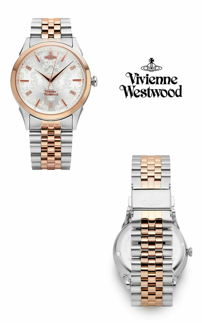 VV208RSSL 西太后 Vivienne Westwood 37mm 白色壓花紋 玫瑰金色不鏽鋼 錶帶 女裝 手錶 (香港行貨)
