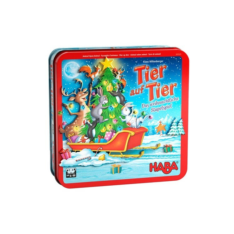 動物疊疊樂聖誕金字塔鐵盒版 中文版桌遊 適合4歲以上 ANIMAL UPON ANIMAL – A CHRISTMAS STACKING GAME DE+CN