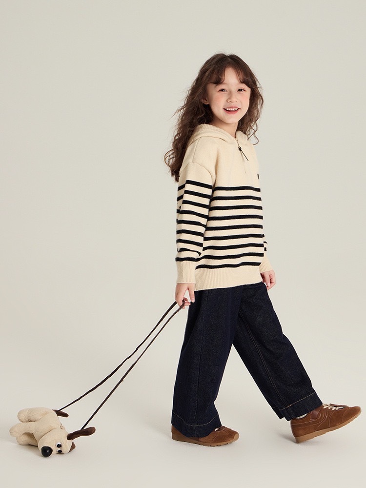 加厚條紋愛心針織上衣