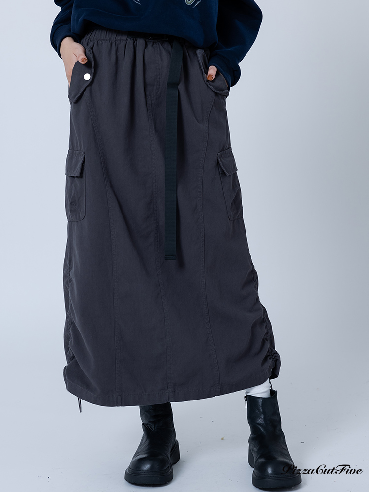 下擺抽繩工裝長裙 ThePeacePiece TPP243492014