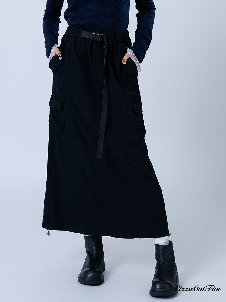 下擺抽繩工裝長裙 ThePeacePiece TPP243492014