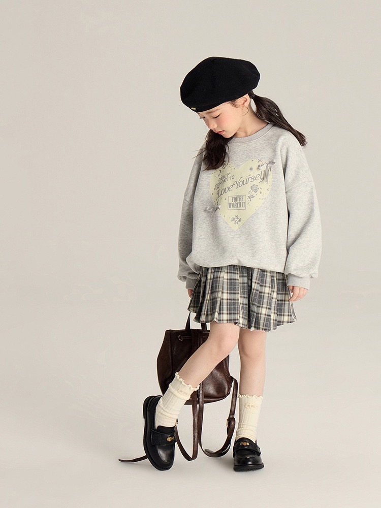 甜美愛心字母上衣/格子裙