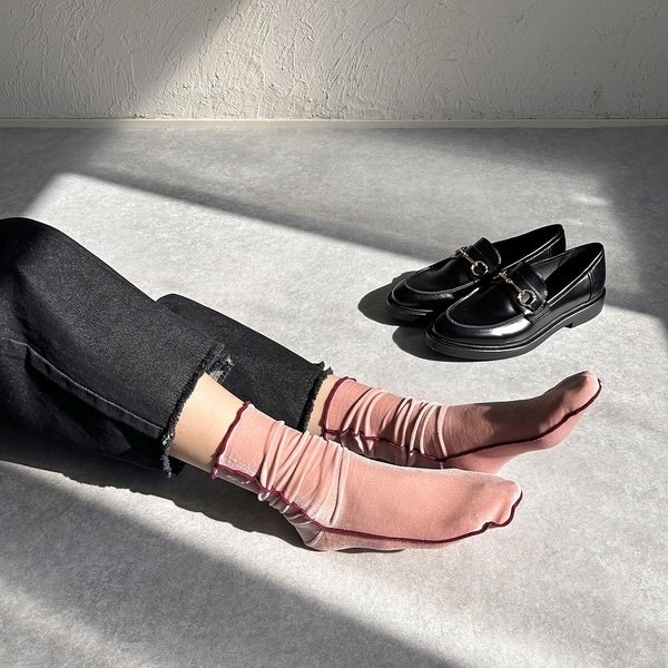 Gloria絲絨波浪邊短襪 (5色)