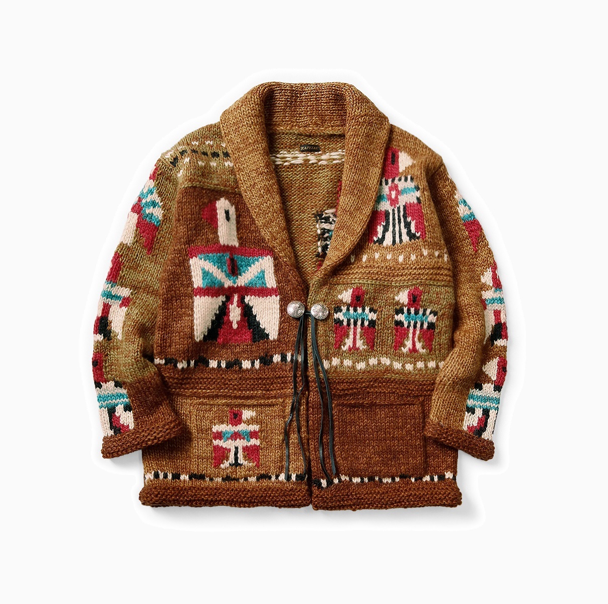 KAPITAL HAND-KNITTED SANTO DOMINGO COWICHAN CARDIGAN - BROWN PRE ORDER ITEM (預訂中)