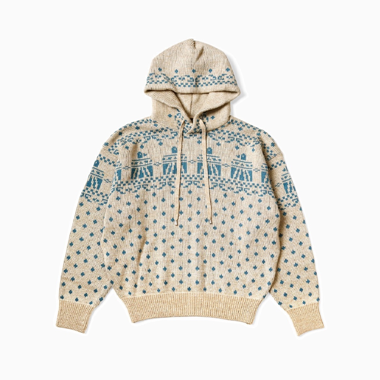 KAPITAL 5G JACQUARD KNIT HOODED SWEATER (SANTO DOMINGO) - BLUE PRE ORDER ITEM (預訂中)