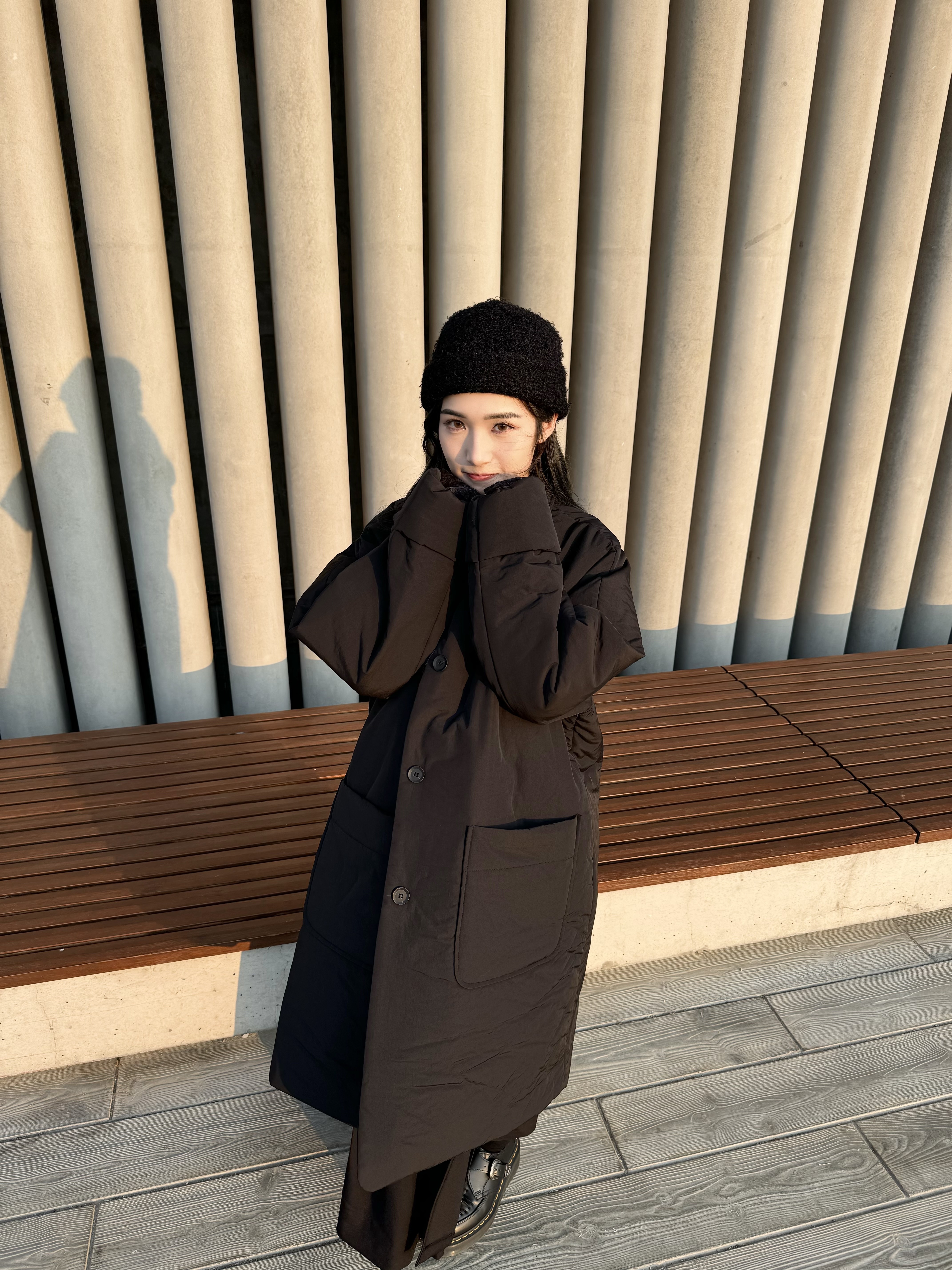防水保暖～反領中長外套