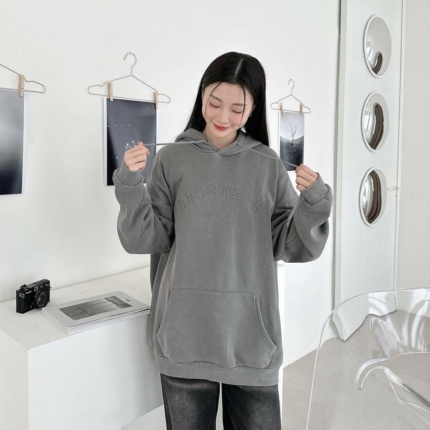 BROOKLYN 水洗刺繡刷毛帽Tee (2colors)