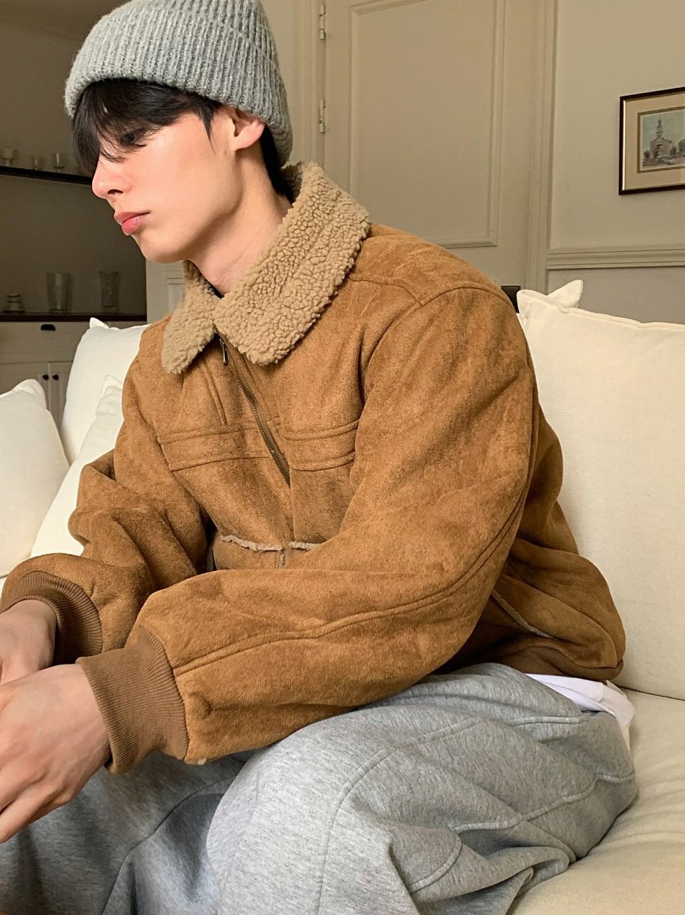 麂皮羊羔毛夾克外套