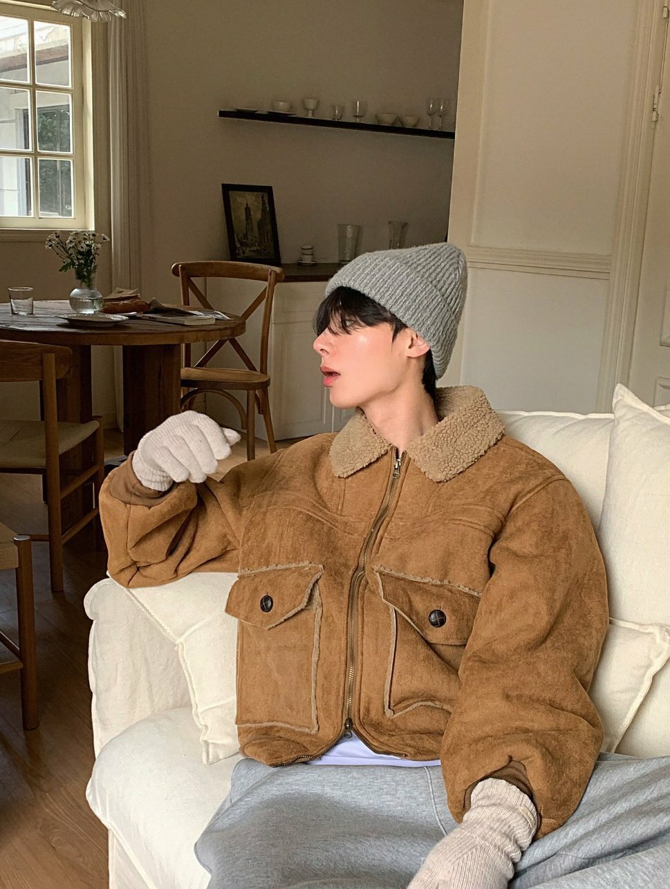 麂皮羊羔毛夾克外套